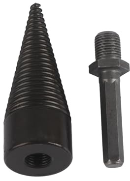 Wood Splitter Drill Bit, Log Splitters For Firewood Firewood Drill Bit Wood Splitter Firewood Drill Bit Log Splitter Drill Bit Carbon Steel Cone Hex Shank Drilling Tool (32mm)