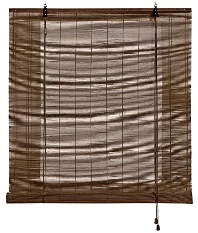 Estores enrollables de Bambú Natural para Interior Estor de cañas de bambú para Puertas y Ventanas STORESDECO Color Marrón Oscuro 120x250 cm