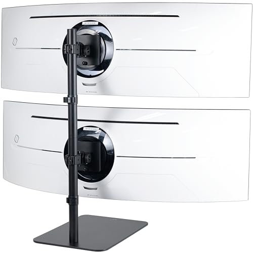 VIVO STAND-V202L STAND-V202L - Supporto da scrivania autoportante doppio verticale impilato per monitor ultra ampio, extra alto, resistente, regolabile, per 2 schermi fino a 49, capacità 20 kg per