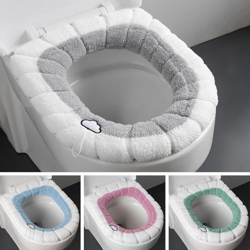 Queerelele 4 stycken toalettsitsöverdrag kuddar WC sätesskydd WC sittdyna plysch toalettsitsöverdrag tvättbar toalettsitskudde för badrum Closestool matta Seat Case toalettlocksöverdrag tillbehör