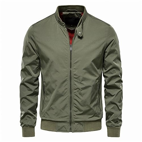 Slim Fit Bomberjacke für Herren, leichte Jacken, lässig, Sommer, mit Reißverschlusstaschen, ungefüttert, Stehkragen, Übermantel, schmale Passform, dünne Oberbekleidung, Windbreaker, langärmelig,
