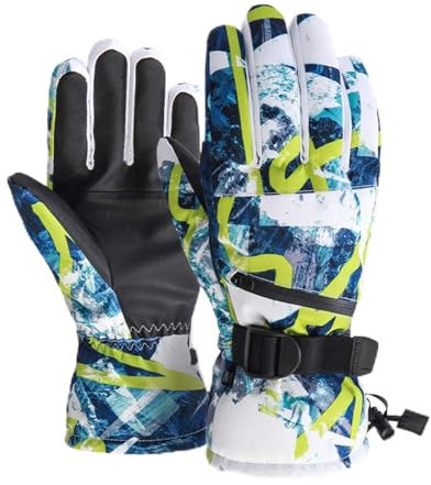 KASFDBMO Skihandschuhe, wasserdicht, Winterhandschuhe für Erwachsene, kaltes Wetter, Snowboard, Rennrad, Fahrradhandschuhe mit Schnalle, Verlustprävention