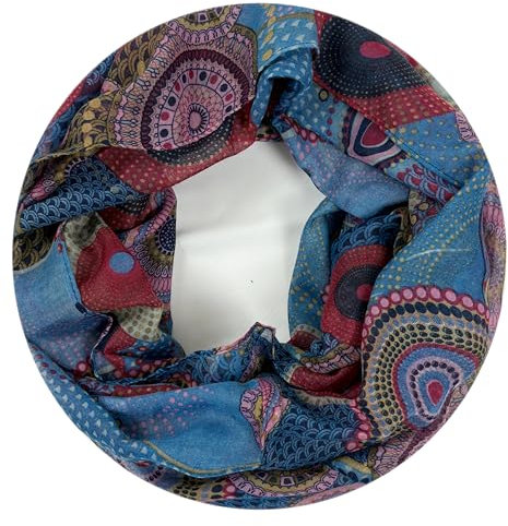 Van Der Rich ® - Loop Schal mit Muster Schlauchschal Halstuch - Damen (24-Rot-Blau)