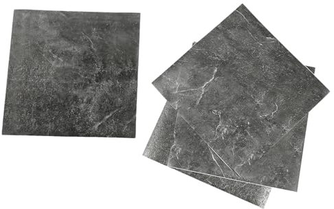 dhVAOgjr 32PCS PVC Peel and Stick Floor Tile 30x30cm Living Room Stick on Floor Tiles Wood Laminate Flooring (Black)