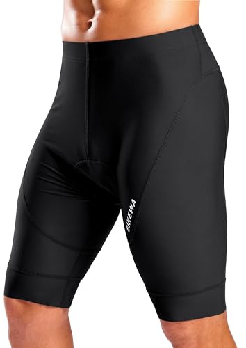 Bikewa Men's Cycling Shorts with Silicone Leg Grippers Padded Bike Bicycle Biking Biker Cycle Shorts for Men No Pockets(Black,M)