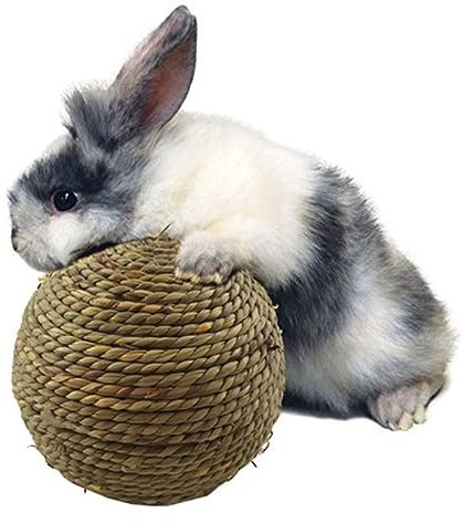 CIYODO Rabbit Straw Ball Toy Natural Grass Rope Ball Chew Toys for Small Animals for Rabbit Cage Indoor and Hamster Accessories