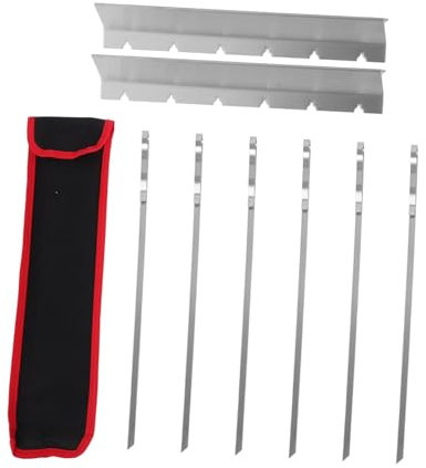 Levemolo 1ensemble Brochettes Acier Inoxydable Réutilisables Pour Barbecue Kit De Brochettes à Kebab Avec Base Pour Grillades De Viande Et Légumes Plein Air