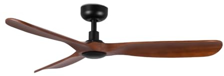 ventyly / ROWIND/Ventilador de techo negro/madera nogal sin luz, Ø120 cm/Ultra Silencioso, bajo consumo, 6 Velocidades, Mando a distancia, Verano-Invierno, temporizador