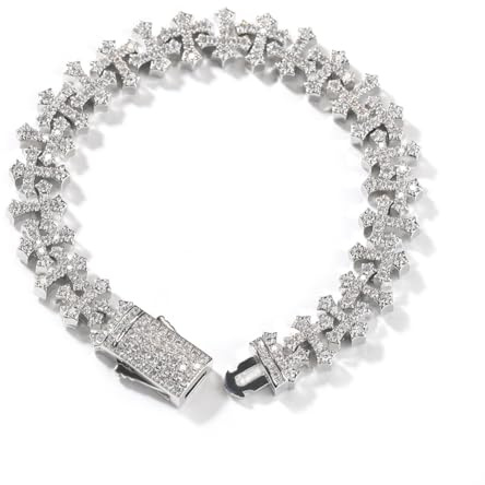 VAKTWPDLY 18K Gold plattiert Kreuz Armbänder für Frauen, 11.5mm Iced Out 5A funkelnde Cubic Zirkonia Kreuz Armband Knöchel Armbänder Hip Hop Rapper Schmuck Geschenk für Männer Frauen