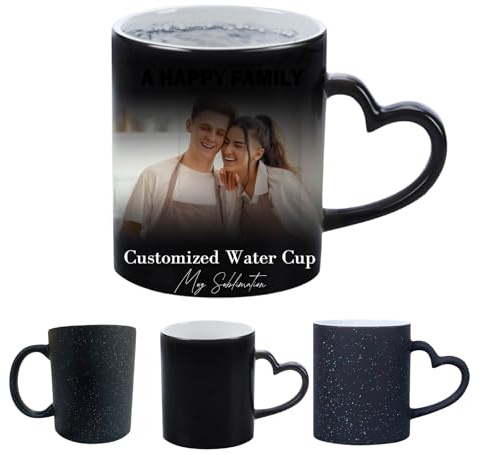 Mug Sublimation Personnalisé Photo, Tasse A Cafe Personnalisable Original, Change de Couleur Lorsqu'il Est Exposé à l'eau Chaude Cadeau pour D'anniversaire/Souvenir/Collègue, Famille et Amis Etc.