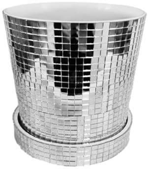 QUXVUIS Pot de Fleurs à la Mode avec Miroir Brillant - Ajoutez de l'élégance au Pot de jardinière en Boule Disco en Verre avec Trou de Drainage, 10.5 cm