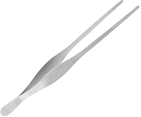 ANGGREK Stainless Steel Food Tong 30cm Barbecue Tongs Steak Clamp/Holder Kitchen Tool with Non-Slip Teeth for Grilling Cooking Dishwasher Safe