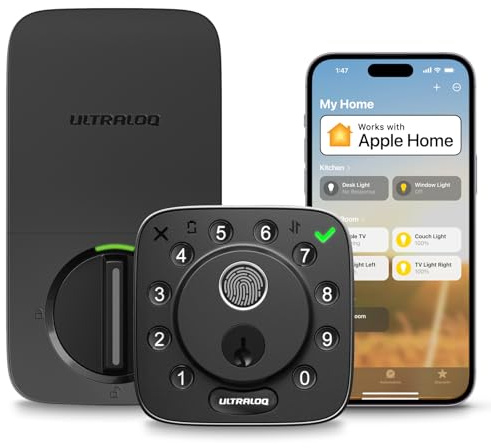 ULTRALOQ Bolt Fingerprint WiFi Smart Lock with Door Sensor, Remote Access