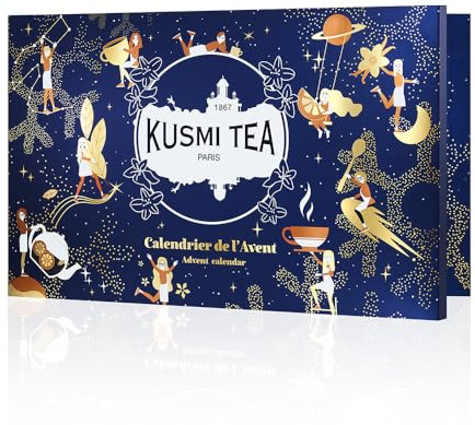 Kusmi Tea - Calendario dell'Avvento 2025-24 sorprese - Tè neri, verdi, bianchi, infusi - Idea regalo per donna e uomo - Regalo di Natale - Secret Santa