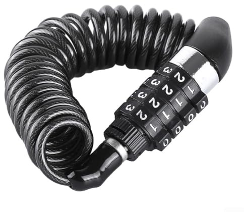 Honseadek 4 Digit Combination Helmet Lock Chain for Motorcycle, Scooter, Portable 1.5m Extendable Steel Wire Rope with PVC Coating, Weatherproof and Cut Resistant