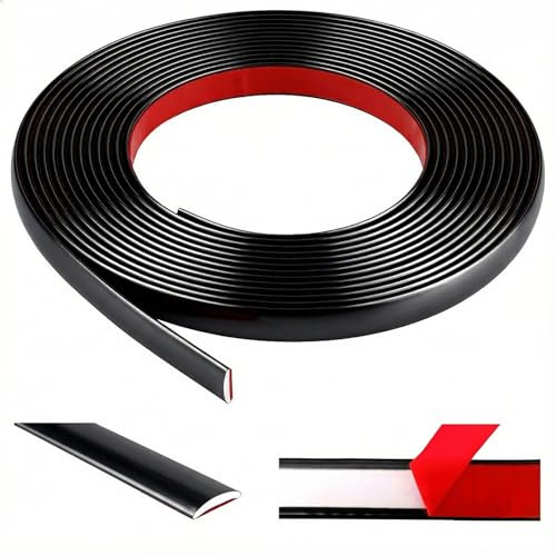 ddckj 6M Moulure Décorative Autoadhésive Noir Moulure Plafond PVC Baguette de Finition Flexible Baguette Murale Décorative (L : 0.8 cm, ÉP. : 3 mm)