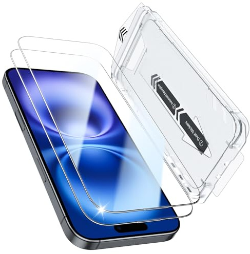 YeaVoic 2-Pezzi Vetro Temperato per iPhone 16 / iPhone 15 / iPhone 14 Pro, Pellicola Protettiva Ultra Trasparente, Anti-Impronte, Resistente ai Graffi, Durezza 9H, Scatola di Calibrazione Inclusa