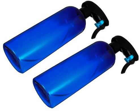 MOBUTOFU 2 Stück Sprühflaschen für Gartenarbeit und Friseur Feiner Nebel Sprühkopf Auslaufsicher Ergonomisch Vielseitig für Pflanzenbewässerung und Haarspray Blau und Schwarz