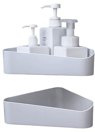 Bncxdc Estante de Ducha sin Taladro para Esquina, 2 piezas Estante de Baño sin Taladro con Almohadilla Adhesiva