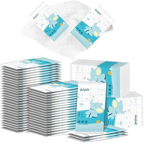 50 Stück Feuchtes Toilettenpapier Einzeln Verpackt mit Kamillen-Extrakt | Erfrischungstücher, Feuchttücher Toilette Spülbar, Hautfreundlich Wet Wipes, Ideal für Reise, Büro & Unterwegs