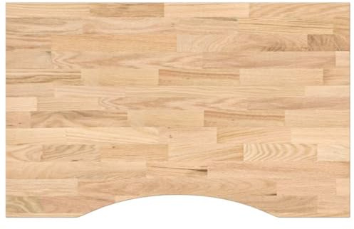 Keeushr Massivholz Eiche Schreibtischplatte 80x50x2,5 cm unbehandelt, Tischplatte aus massivem Eichenholz für vielseitige Nutzung, Pflegeleichte Arbeitsplatte mit natürlicher Maserung