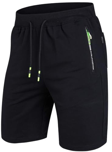 Tansozer Mens Casual Sports Shorts with Elastic Waist Zipper Pockets