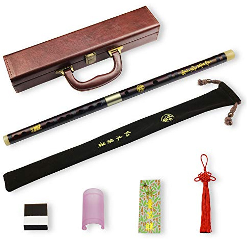 E Key Dizi professionell rosenträflöjt med fritt membran, lim och skyddsset, traditionellt kinesiskt instrument (nyckel till E/professionellt rosenträ)