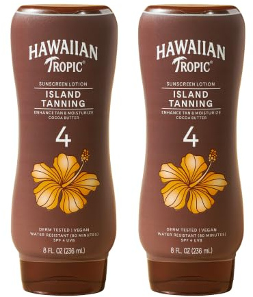 Hawaiian Tropic SPF 4 Sunscreen, Protective Dark Tannning Sunscreen Lotion 8 Ounces Twin Pack