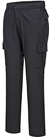 Portwest S231 Pantaloni da Combattimento Resistenti, Flessibili, Stretti, Neri, Taglia 50