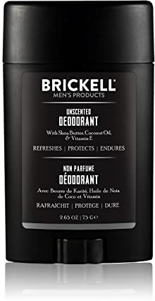 Brickell Men's Products Desodorante natural para hombres, natural y orgánico, sin aluminio, alcohol ni bicarbonato de sodio, 78 ml (Sin perfume)
