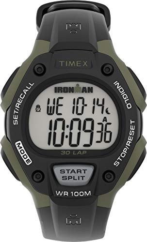 Timex Orologio da uomo Ironman Classic 30 38mm, Nero/Digitale/Verde, Cronografo