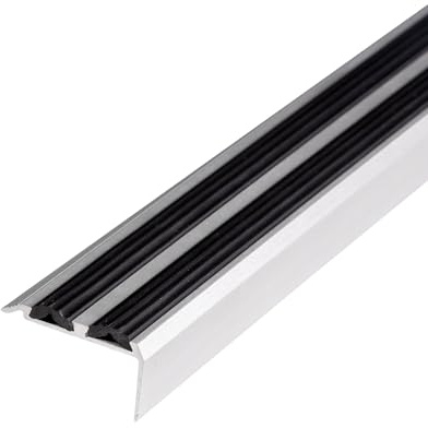 Floordirekt Treppenkantenprofil Alu - Bohren oder Kleben - Powergrip - Doppelgummi - schwarz 134 cm