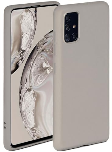 ONEFLOW Soft Case für Samsung Galaxy A51 Hülle aus Silikon mit Kameraschutz, Silikonhülle mit erhöhtem Schutz fürs Display, Backcover Schutzhülle, weiche Handyhülle, Taupe