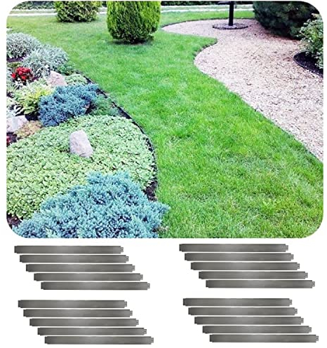 Jeu de 20 Bordure de Jardin en métal alu/Zinc 18cm x 100cm | Bordure Jardin