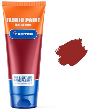 7 Artists Dark Red Fabric Paint 60 ml – Permanent Textile Paint for Clothes, Shoes & Denim | Water Based Jeans, Leather & Sneaker Paints | Washable Non-Toxic Fabric Dye for Cotton & Synthetic Fabrics