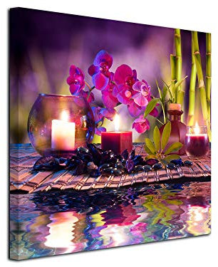 DECLINA Tableau Zen, impression sur toile, décoration murale zen, tableau décoratif carré, photo sur toile 25x25 cm