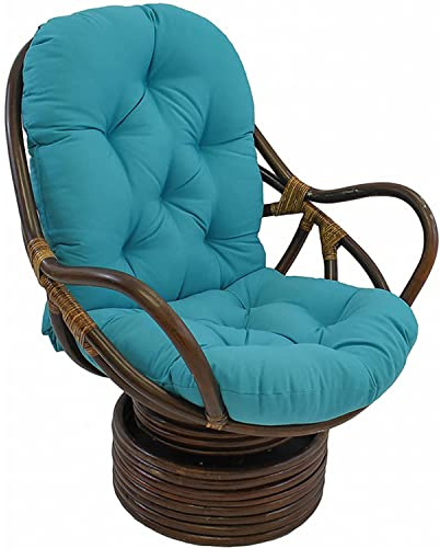 AMZCOM CojíN de BalancíN Giratorio, Cojines de Silla de JardíN para Exteriores, Cojines de Mecedora Cojines de Espesor de Silla Papasan para Interiores y Exteriores de Color sólido,Blue b
