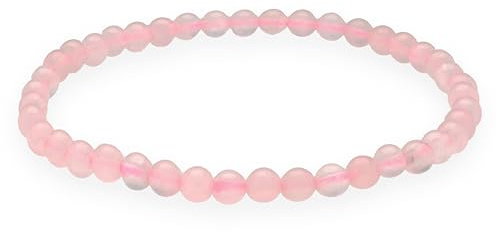 Rosenquarz Mini Kugelarmband 4-5mm Edelstein Heilstein Armband Damen Herren | Inkl. Edelsteinkarte | Dehnbares Perlenarmband | Handgefertigt