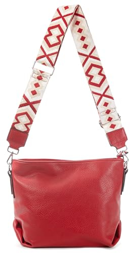 OBC Damen Tasche Shopper Umhängetasche Schultertasche Crossover Crossbody Beuteltasche Handtasche Hobo Bag Henkeltasche Reise Kunst-Leder Rot