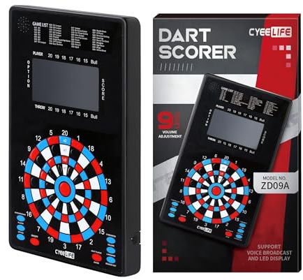 CyeeLife Elektronischer Dart Scorekeeper – Automatischer Punktezähler für Steel- und Softdarts mit LCD-Display