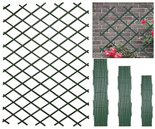AQS INTERNATIONAL - Plastic Wall Expandable Trellis - Expanding Plant Climbing Vine Crepe - Garden PVC Fence Green Garden Screening, Garden Trellis, Fence Toppers, Fence (L46 x W180cm (18 x 71))