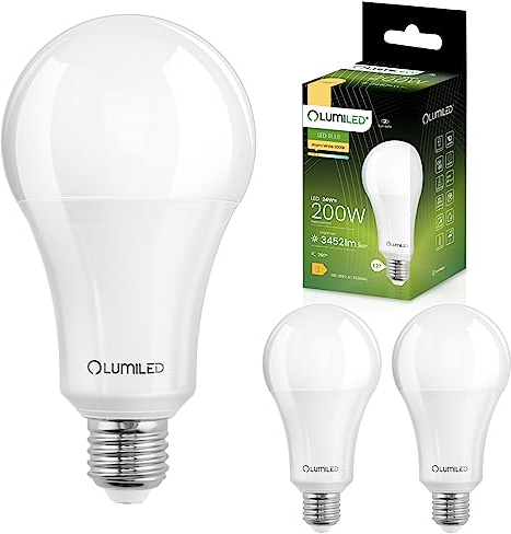 Lumiled A95 E27 LED Lampen 3 Stück, 24W (ersetzt 200W), 3452 lm LED Leuchtmittel 3000K Warmweiß Birnen Lampe, 260° Abstrahlwinkel Glühbirne E27, 9,5cm x 17cm, Tropfen Nicht Dimmbar flimmerfrei