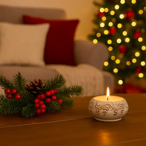 Marco Paul Single Decorative Tea Light Holder With Tea Light Natural Wood Non Scented Candle Tea Light Candle Holders Home Decor Home Accessories Size 6cm x 3cm