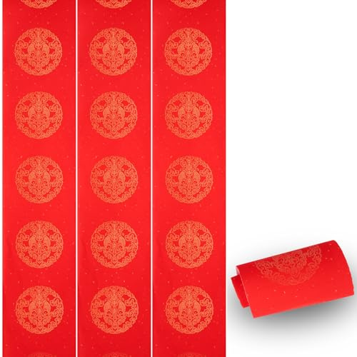 Fadcaer Rot Xuan Papier Rolle 2000x17x0.1cm Chinesischen Frühling Festival Schriftrollen Leere Kalligraphie Rotes Reispapier Rot Chunlian Duilian Papier Neujahr Party Dekoration (Rot A)