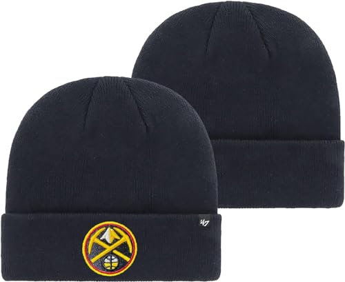 '47 NBA Unisex-Erwachsene Primary Logo Cuffed Knit Primary Logo Team Color Beanie Hat Cold Weather Hut, One Size, Denver Nuggets Marineblau, Einheitsgr��e