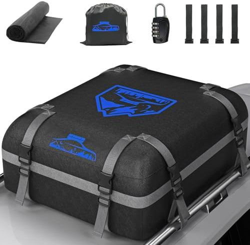 Rymopuey Cofre de Techo 15cubos/425L, Cofre de Techo para Coche 1000D Oxford, Cofre de Techo con Almohadillas Antideslizantes y 8 Correas de sujeción, pto para Coches con/sin Portaequipajes