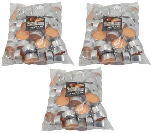 180 Duft Kerzen - Teelichter - Mango-Papaya - Marken Duft Teelichter - Duftteelichter - Haushaltskerzen - Advent - Weihnachten - Kerzen