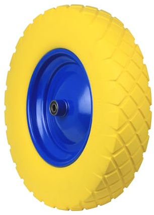 DOMINO Roue complète pour brouette 4.00-8 | Roue de brouette en acier caoutchouc plein diamètre 400 mm capacité de charge 120 kg | Roue de rechange en caoutchouc | Pneu de brouette | Roue complète |