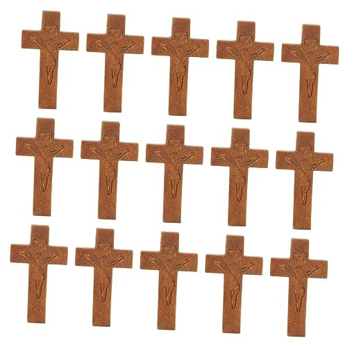 Anneome 50 Stück Jesu Kreuz kleine Holzkreuze NEIN christliche house decoration herren halsketten eine Halskette Holzhandwerk Kreuzanhänger selber machen kreuzen schmücken Charme