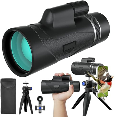 URBANCOAST 15 x 50 HD Monokular für Erwachsene, leistungsstark, mit Handy-Adapter und Stativ, Monokular kompakt mit BAK4-Prisma und FMC-Objektiv, Monokular für Jagd, Vogelbeobachtung, Wandern, Reisen